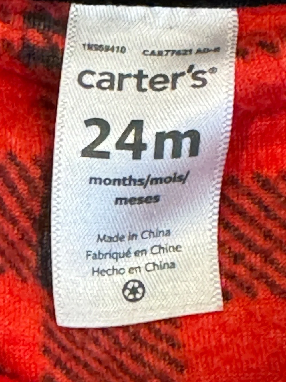 Carter's Toddler Girl Red Plaid Ruffle Fleece Top Sherpa Lined Fuzzy Collar 24mo